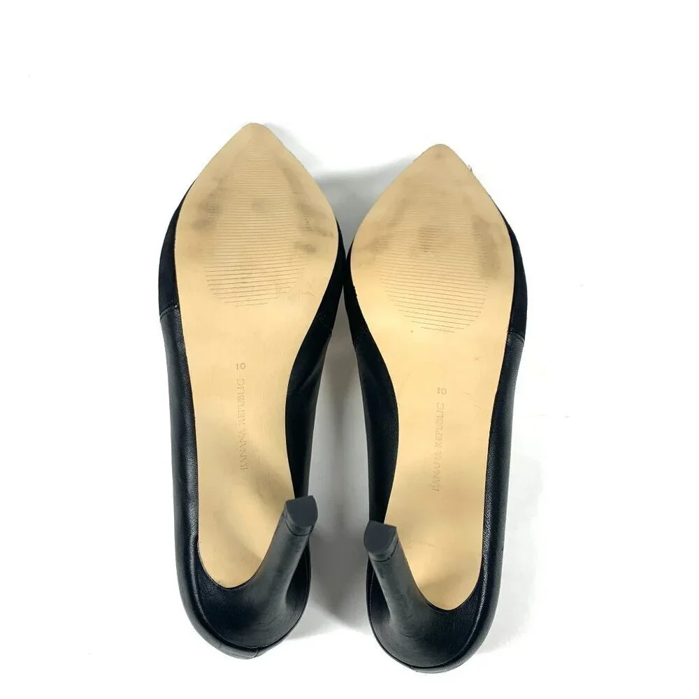 Banana Republic Two Tone Stiletto Heels Black Leather & Suede Pointy Toe Size 10